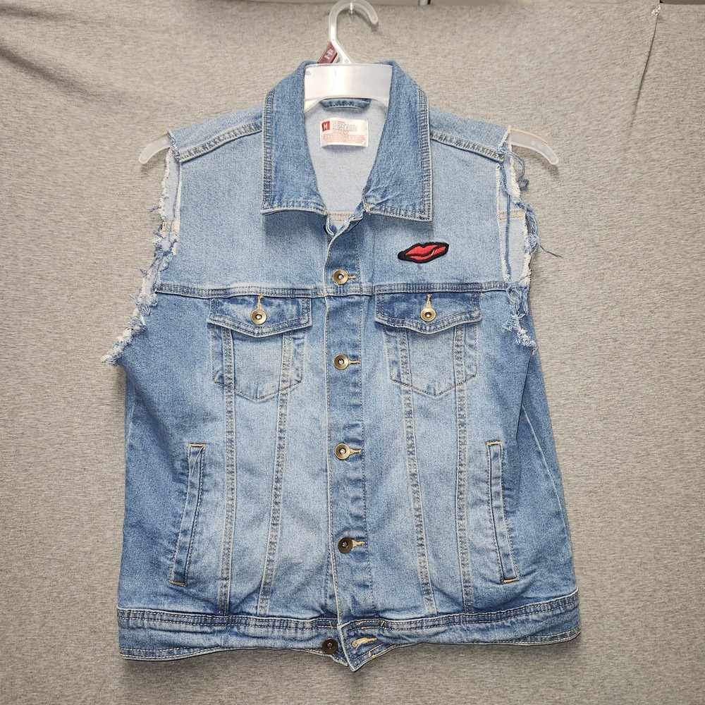 Light Blue Denim Vest with Black Back Graphic Patch -LED ZEPPELIN vest - Picture 2 of 6